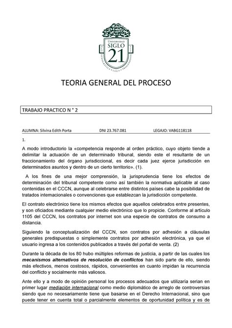 TP 2 Teoria GRAL DEL Proceso 1 TEORIA GENERAL DEL PROCESO TRABAJO