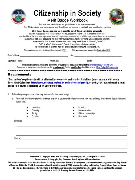Citizenship in The Society Merit Badge | PDF | Boy Scouts Of America ...