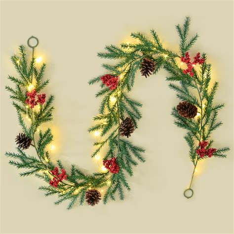 Buy Dolicer 6 Ft Christmas Garland With Lights Battery Operated