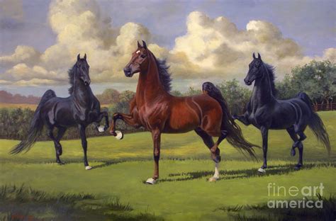 American Saddlebred Stallions Painting By Jeanne Newton Schoborg