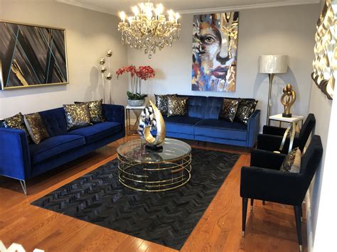 Black And Blue Living Room