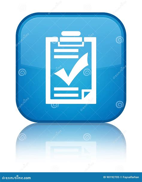 Checklist Icon Special Cyan Blue Square Button Stock Illustration