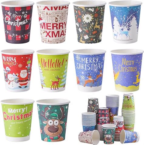 Amazon Pcs Christmas Disposable Paper Cups Oz Coffee Cup Tea