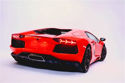 Gears HD: Fire Red Supercar Lamborghini Aventador 2012 Car Rear Metallic, 2011