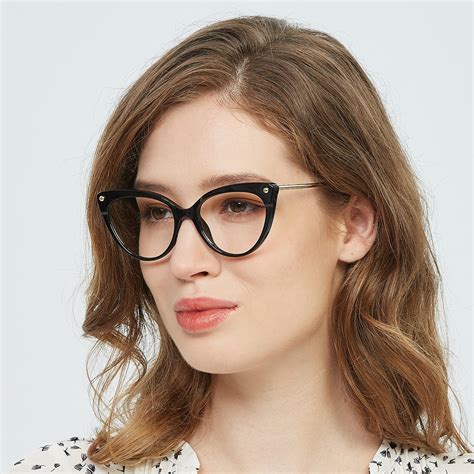 Mavis Cat Eye Black Golden Full Frame Tr90 Eyeglasses Glassesshop