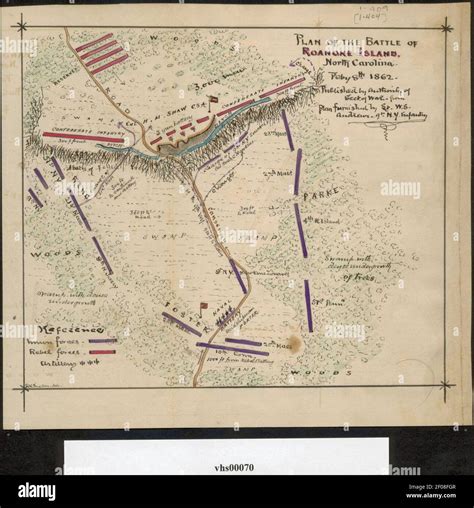 Plan Of The Battle Of Roanoke Island North Carolina Feby 8th 1862