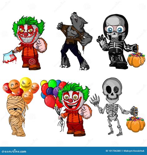 Personajes De Dibujos Animados De Halloween Vector Gratis Images And