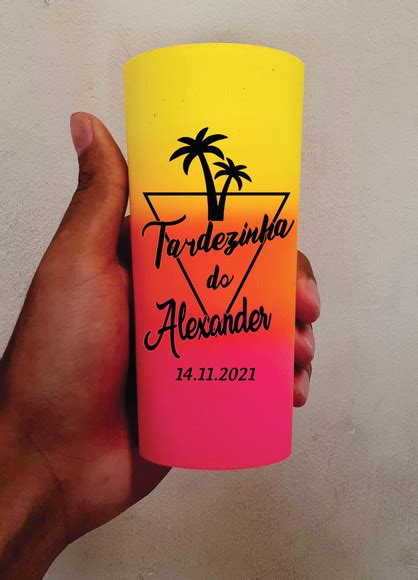 35 Copos Long Drink Tropical Neon Tardezinha Frases Elo7