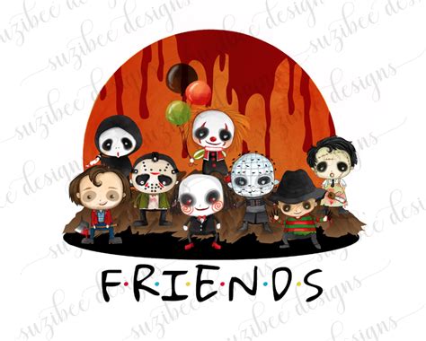 Halloween PNG Horror Friends Sublimation Design Instant Digital