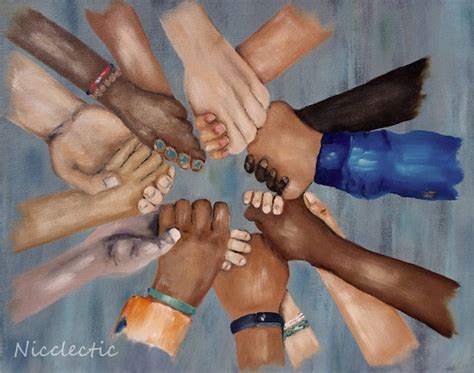 Children In Unity Racial Equality Kids Holding Hands Martin Etsy