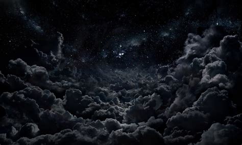 Night Anime Sky Clouds Moon Moonlight Circle Atmosphere