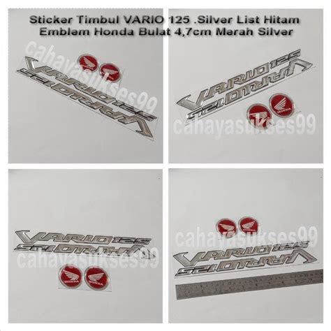 Sticker Timbul VARIO 125 Silver Chrom List Hitam Emblem Honda Logo