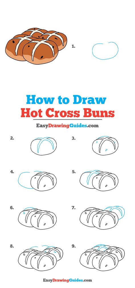 How To Draw Hot Cross Buns Hot Cross Buns Drawing Tutorial Easy Cross Buns