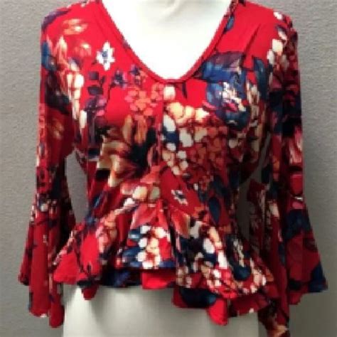 Hot Kiss Tops Nwts Hot Kiss Top Wbell Sleeves And Peplum Waistxl Poshmark