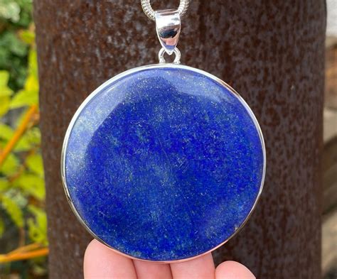 Large Lapis Lazuli Pendant In 925 Sterling Silver Handmade 59x78mm