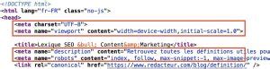 Qu est ce qu une balise meta Définition Redacteur