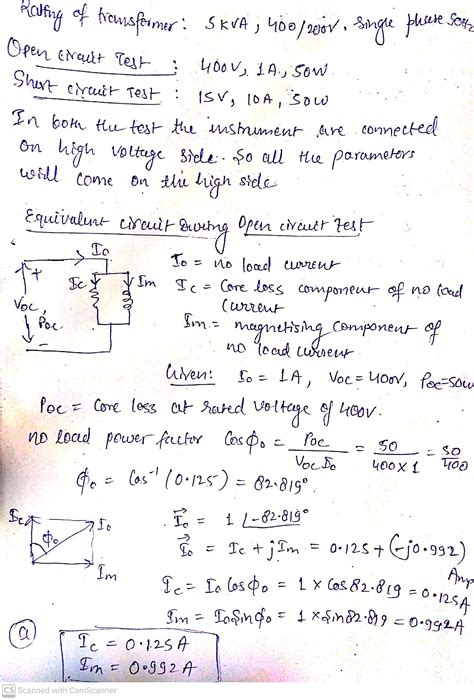 Solved A 5 KVA 400 200 V Single Phase 50 Hz Transformer Gave The