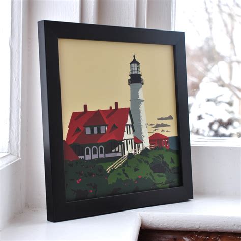 Portland Head Light Lighthouse Art Print 18" x 24" Travel Poster - Mai ...