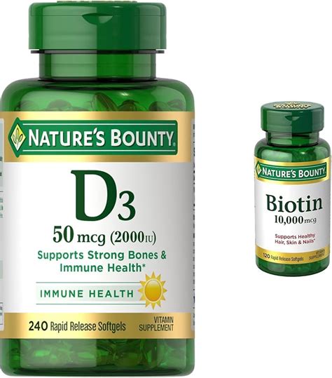 Natures Bounty Vitamina D3 apoyo inmunológico y óseo suplemento