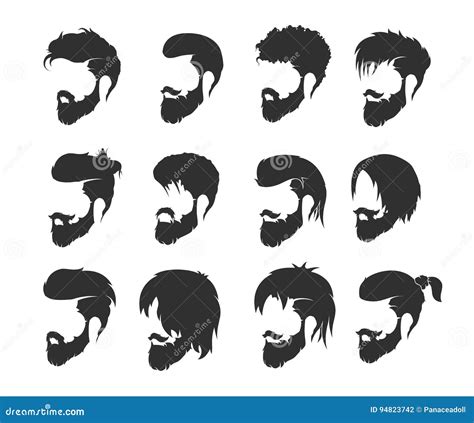 Mens Hairstyle With A Beard And Mustache Stock Vector Illustration Of