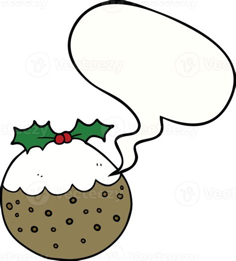 Cartoon Christmas Pudding And Speech Bubble 39921276 Png