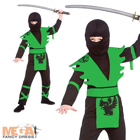 Boys Green Ninja Assassin Fancy Dress Costume Mega Fancy Dress