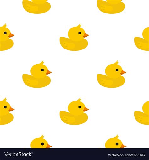 Yellow rubber duck pattern flat Royalty Free Vector Image