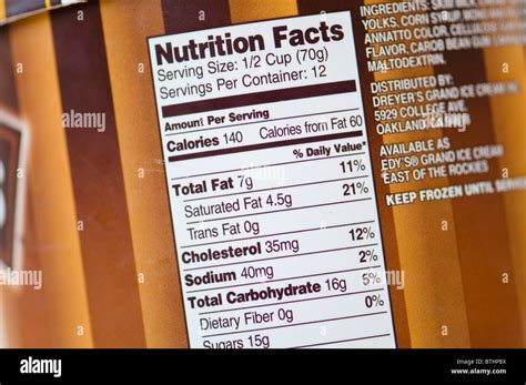 Nutritional label on food packaging Stock Photo - Alamy