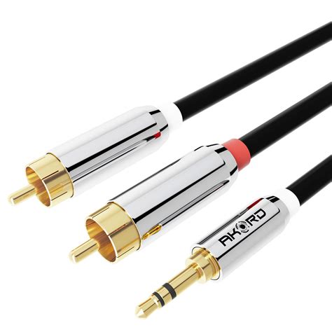 Akord Stereo Mm Jack Plug To Twin X Rca Phono Audio Lead Gold