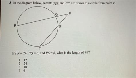 Solved In The Diagram Below Secants Pqr And Pst Are Drawn Chegg