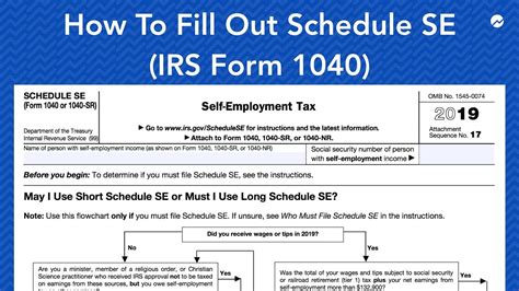 How To Fill Out Schedule Se Irs Form Youtube