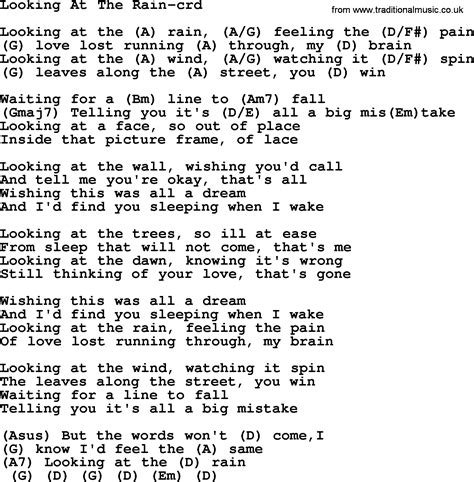 Looking At The Rain By Gordon Lightfoot Lyrics And Chords