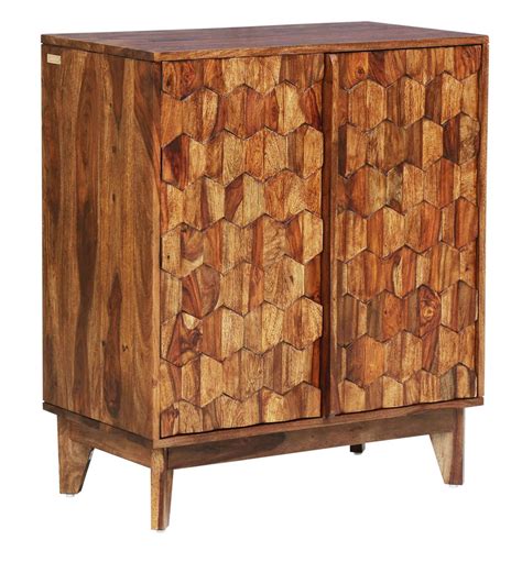 Buy Avilys Solid Wood Bar Cabinet In Rustic Teak Finish By Woodsworth