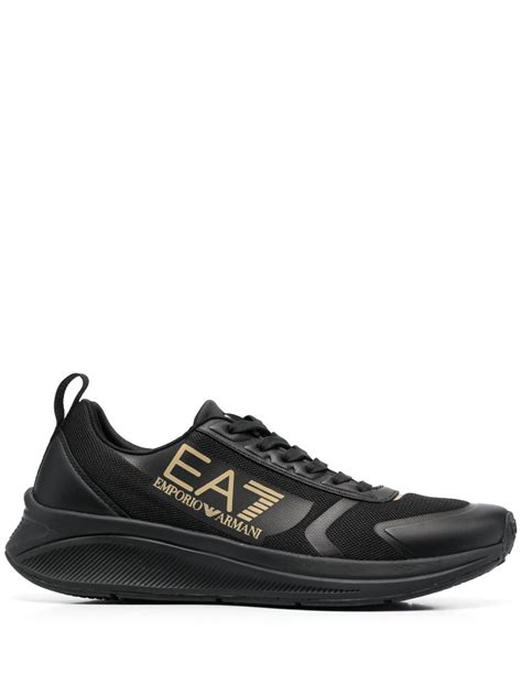 Ea7 Emporio Armani Logo Patch Sneakers Black Farfetch