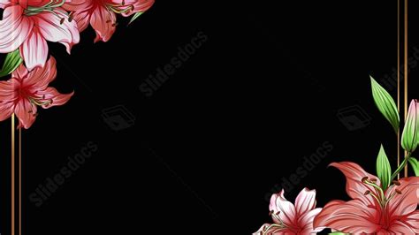 Black Flowers Gold Frame Nature Creative Flower Powerpoint Background ...