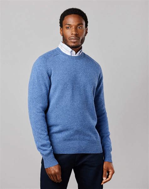 Lambswool Crew Neck Jumper Blue