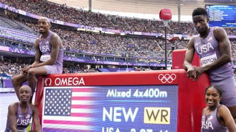 Team Usa Sets New World Record In X Mixed Relay Good Morning America