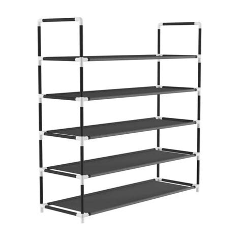 Lavish Home 34 75 H 25 Pair 5 Tier Black Polypropylene Shoe Rack