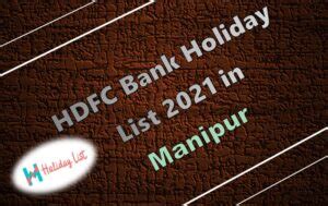 HDFC Bank Holiday List 2022 In Manipur Holiday List India