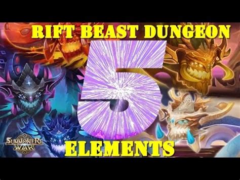 Summoners War Rift Beast Dungeon All Element Youtube