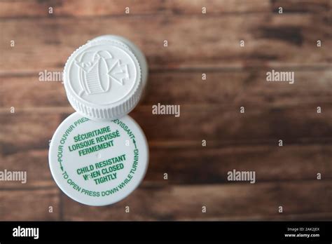 Child Proof Cover On Prescription Medicine Bottles Stock Photo Alamy
