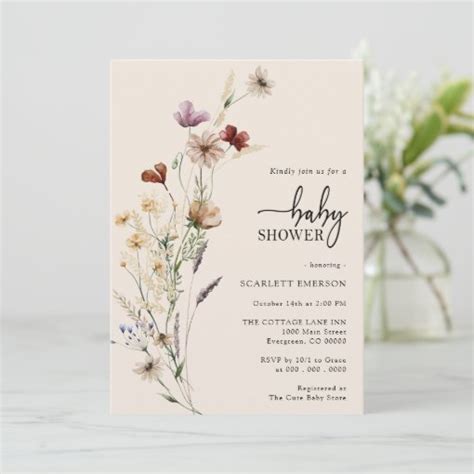 Boho Floral Baby Shower Invitation | Zazzle