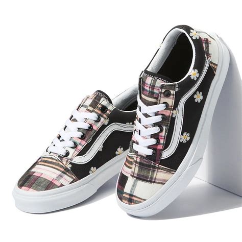 Vans Authentic Classic Slip On Old Skool Floral Plaid Patchwork