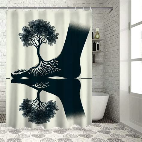 Lzatpd Nature Shower Curtain Silhouette Of Lonely Tree By Lake With