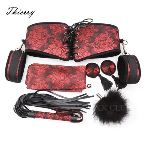 Thierrry Silk Fabric Nipple Pasties Corset Blindfold Arm Cuff Whip