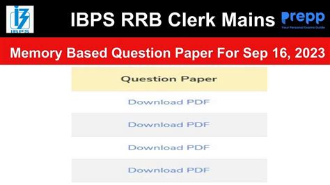 Ibps Rrb Clerk 2023 Mains Question Paper With Answer Key Download Pdf