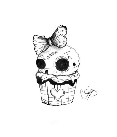 Skull Cupcake 8x10 Art Print Cute Creepy Drawings Horror Etsy