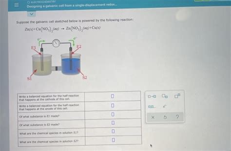 Solved O Electrochemistry Designing A Galvanic Cell From A Chegg