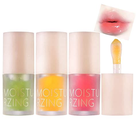 3PCS Plumping Lip Oil Set - Hydrating Lip Glow with Big Brush Head, Non ...