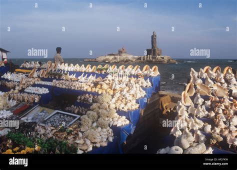 Sea Shell Stall By The Sea Shore In Kanykumari Cape Comorin Southern